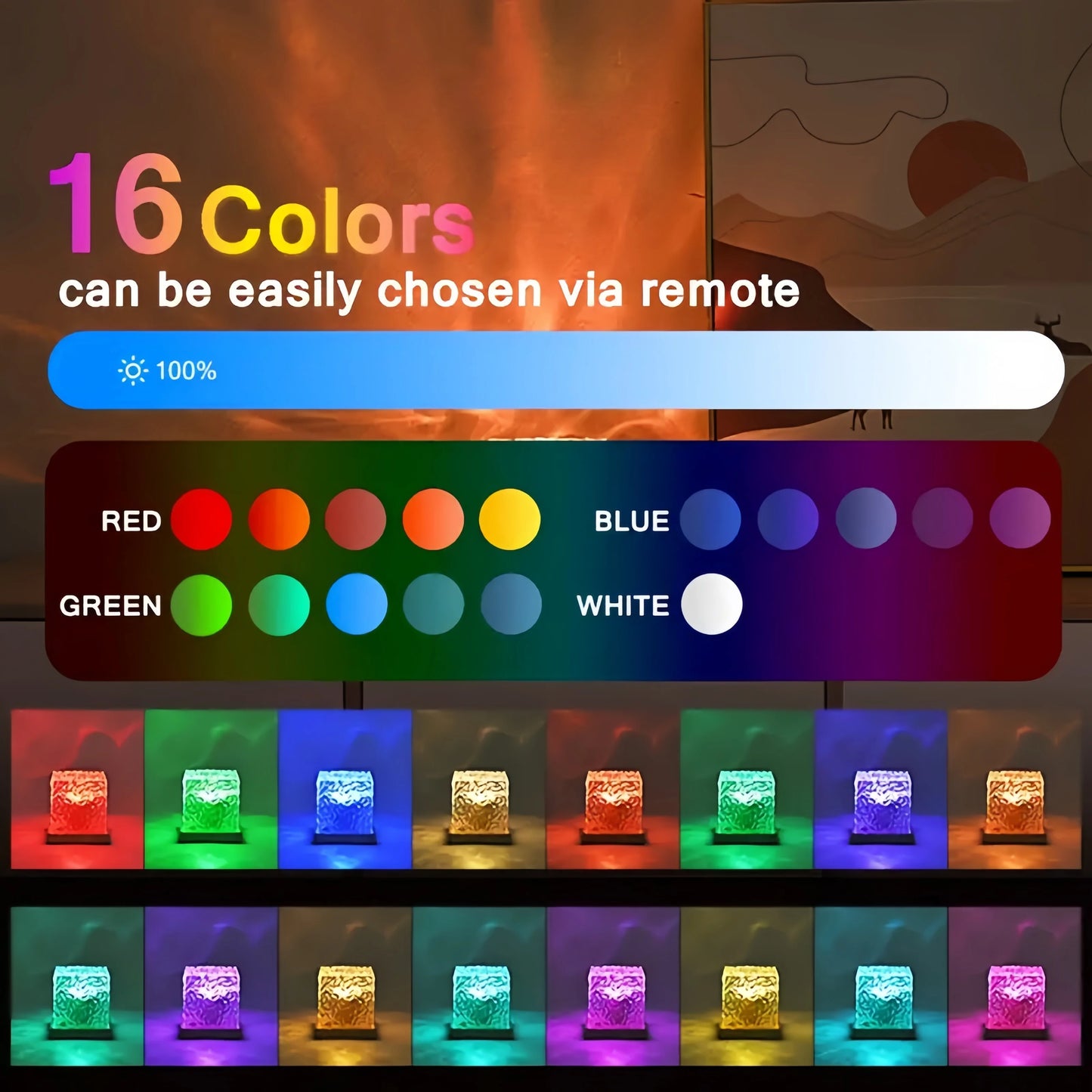 Luminar Crystal Lamp – 16 Color Remote Control